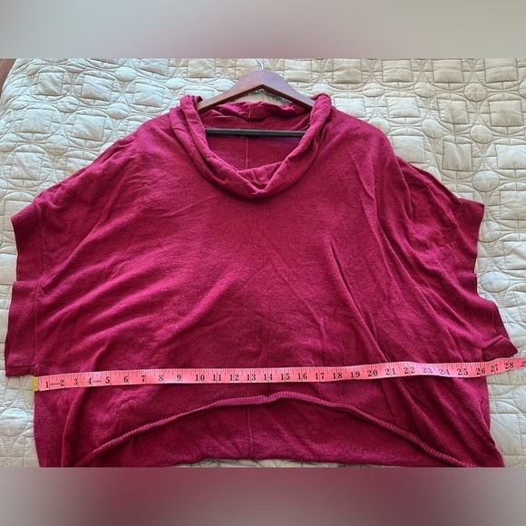 Eileen Fisher Maroon Red Merino Wool Cowl Neck Drape Oversized - Picture 12 of 15